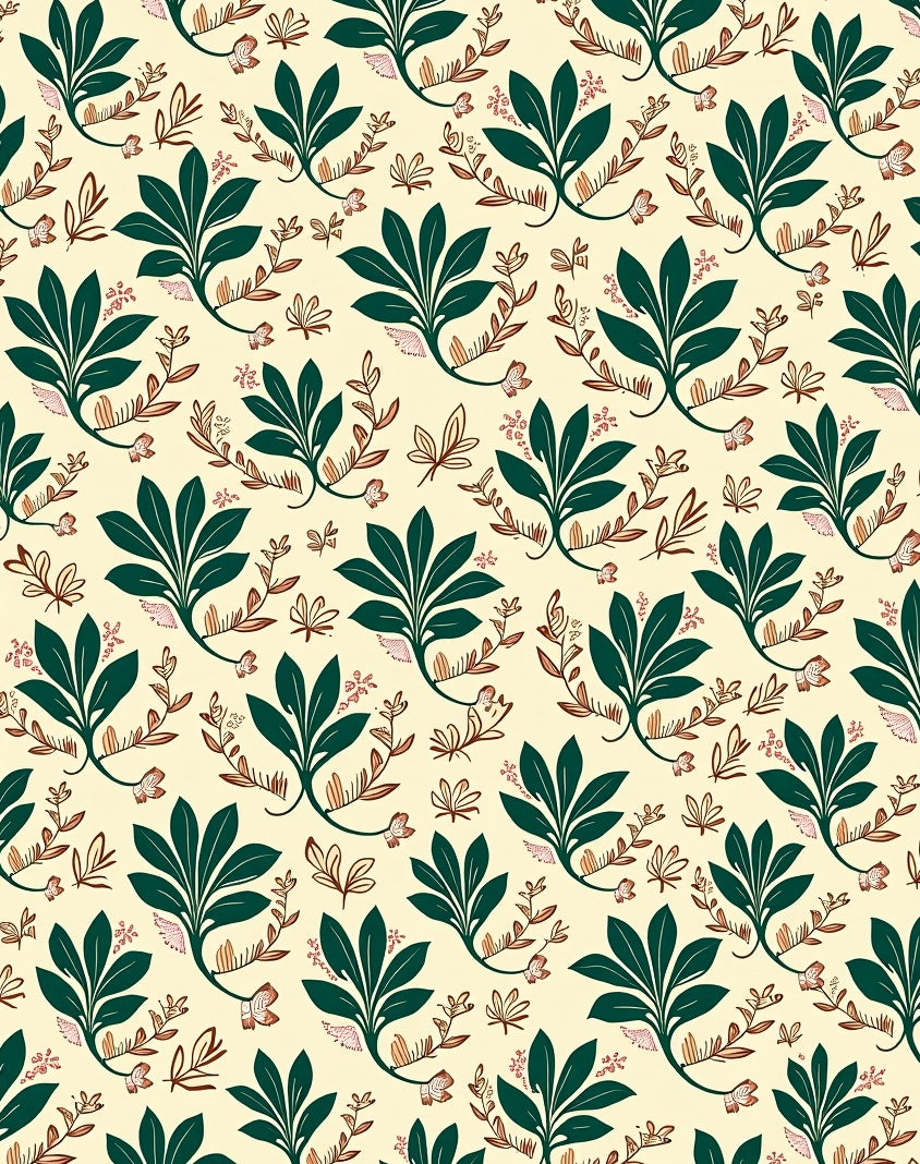 Botanical Garden Pattern With Leaves Rug