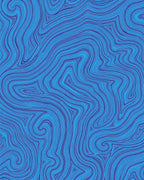 Abstract Blue Wavy Pattern Design Rug