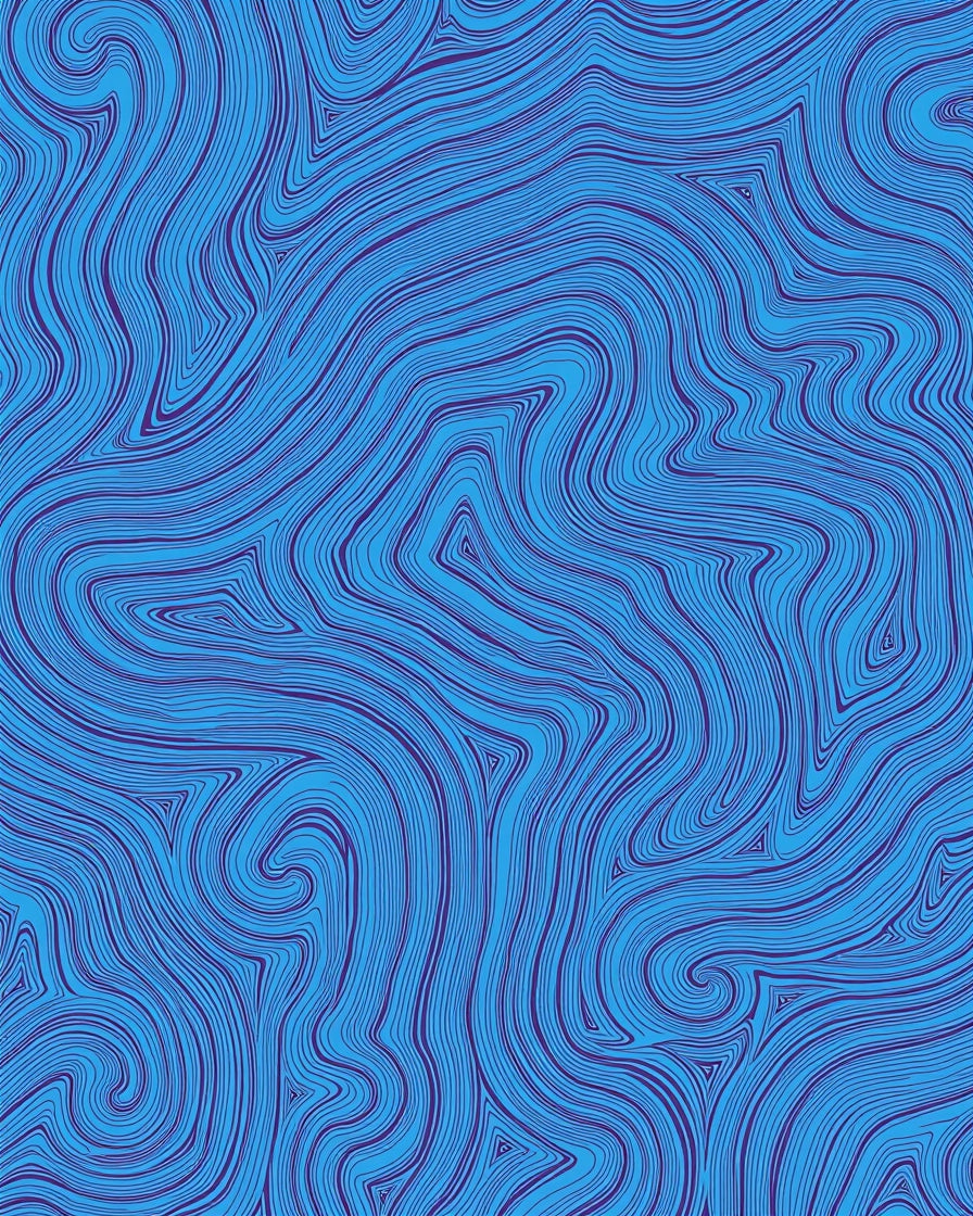 Abstract Blue Wavy Pattern Design Rug