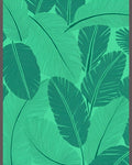Tropical Leaf Patterned Emerald Design Rug