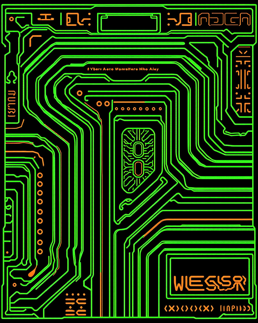 Cyberpunk Circuit Board Pattern Rug