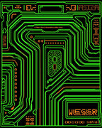 Cyberpunk Circuit Board Pattern Rug