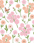Pink Coral Daisy Butterfly Pattern Rug