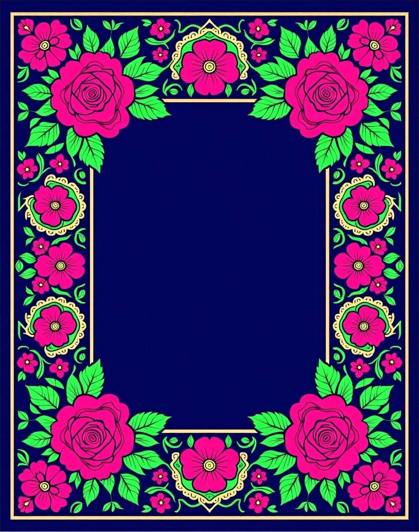 Vibrant Rose Floral Garden Pattern Rug