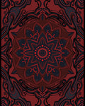 Dark Red Black Mandala Pattern Rug