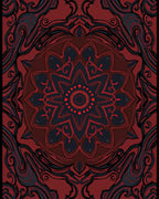 Dark Red Black Mandala Pattern Rug