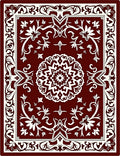 Deep Red Mandala Floral Border Design Rug