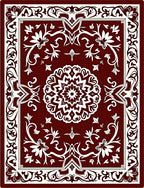 Deep Red Mandala Floral Border Design Rug