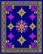 Cobalt Blue Gold Pink Medallion Border Rug