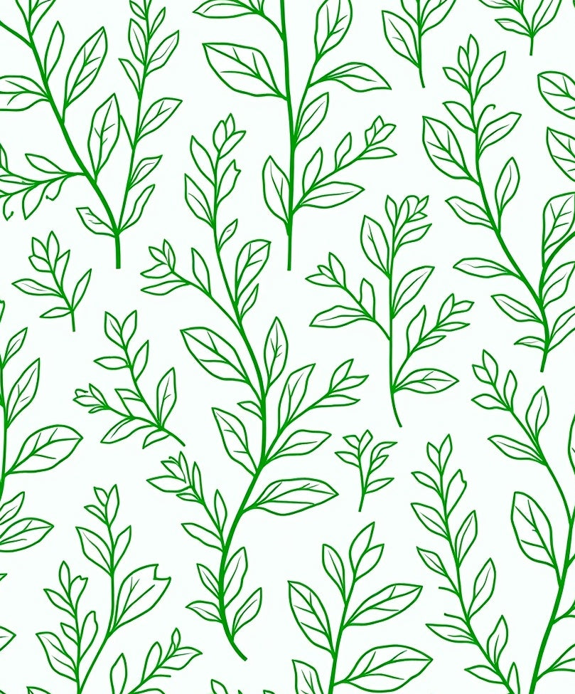 Green Leafy Stem Pattern Rug