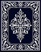 Ornate Scrollwork Border Design Rug