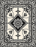 Ornate Black Cream Geometric Medallion Rug