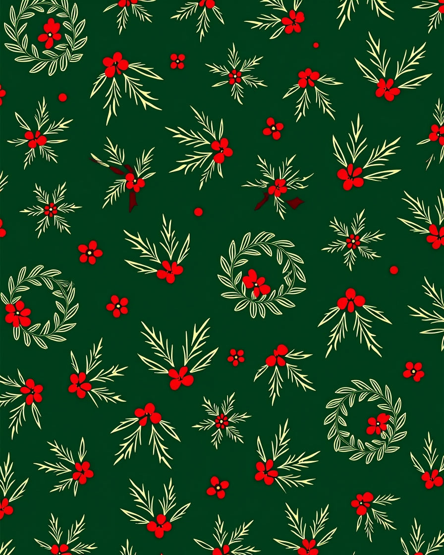 Festive Holiday Berry Holly Wreath Design Rug