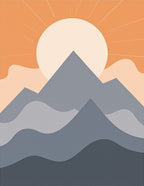 Minimalist Mountain Sun Design Rug