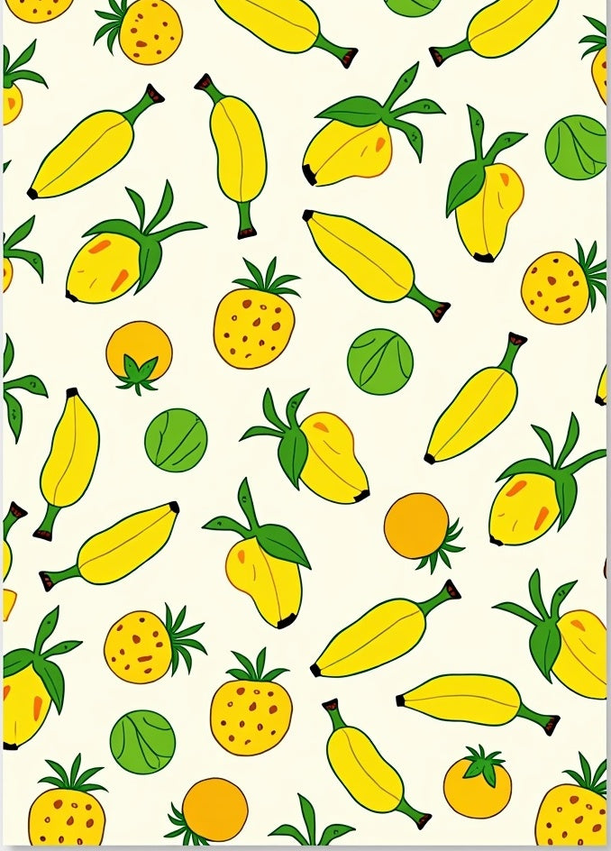 Whimsical Yellow Fruit Pattern Design Rug