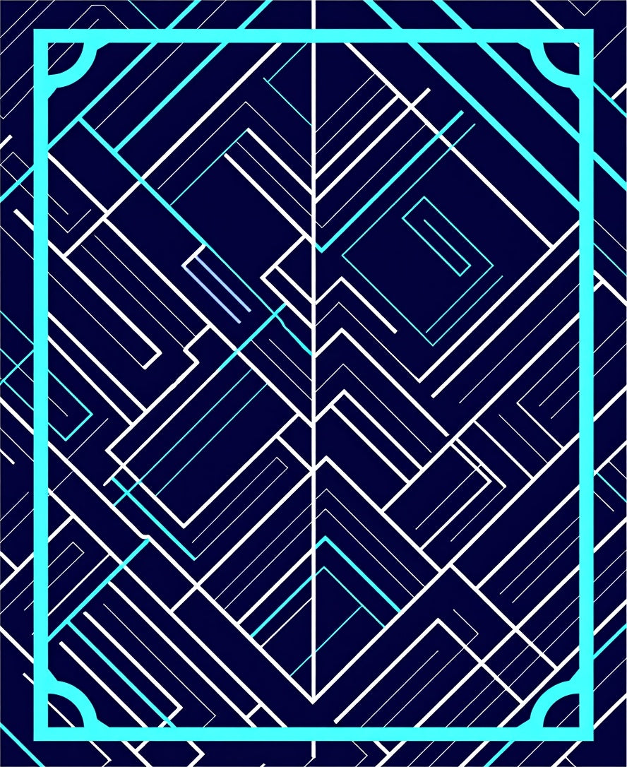 Navy Geometric Sharp Lines Design Rug