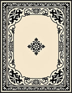 Ornate Black Floral Scrollwork Design Rug