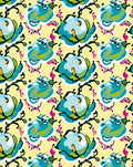 Tidal Blue Abstract Floral Pattern Rug