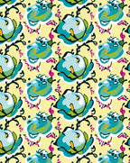 Tidal Blue Abstract Floral Pattern Rug