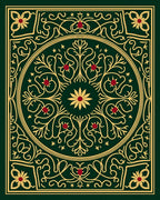 Emerald Green Gold Floral Medallion Rug