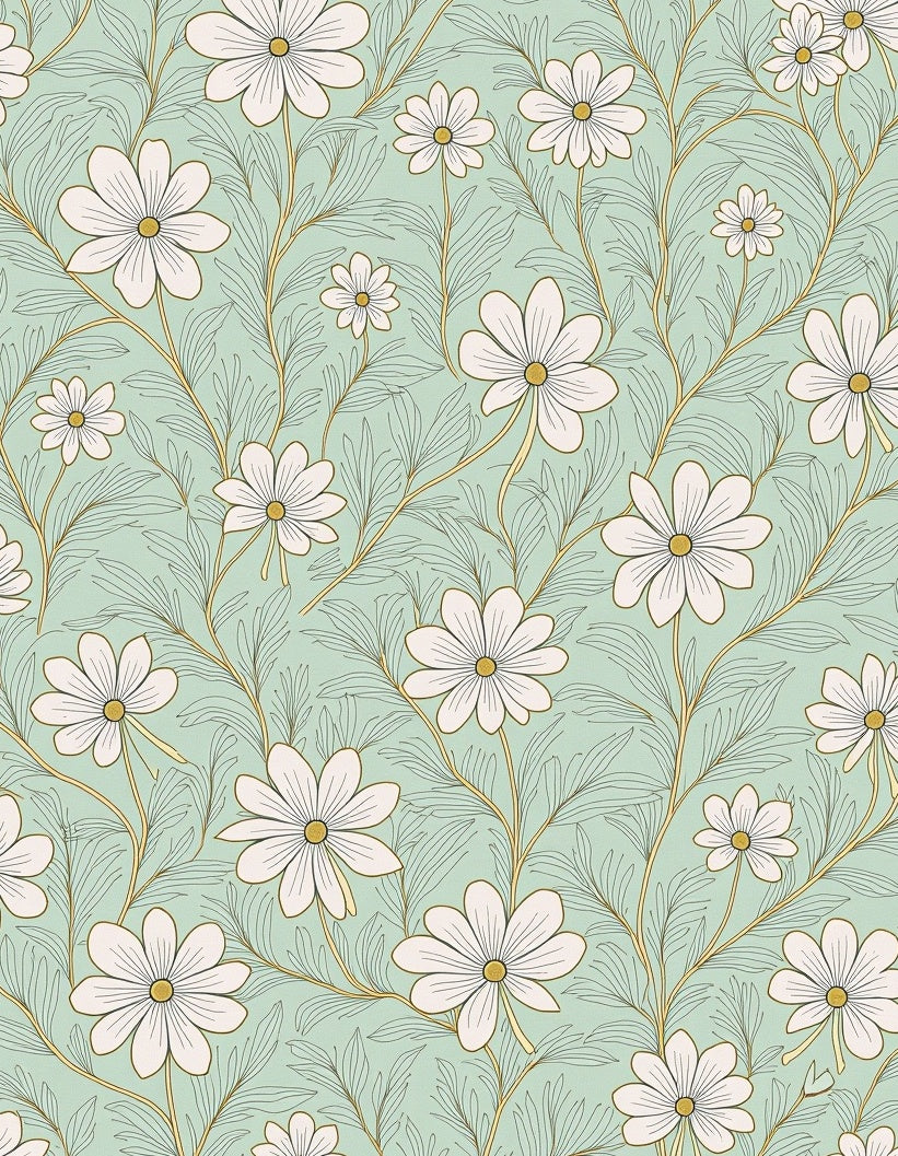 Delicate Floral Vine Pattern Rug