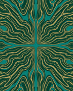 Teal Gold Organic Flow Design Rug