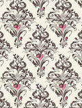 Ornate Dark Floral Damask Design Rug