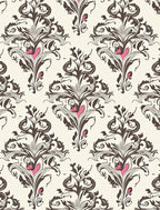 Ornate Dark Floral Damask Design Rug