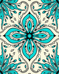 Aqua Floral Medallion Pattern Rug