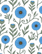 Blue Floral Vine Pattern Rug