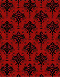 Classic Black Red Damask Pattern Rug