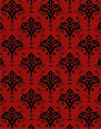 Classic Black Red Damask Pattern Rug