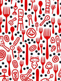 Red Utensil Dot Pattern Rug
