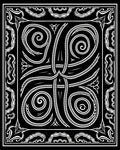 Ornate Black and White Scrollwork Design Rug