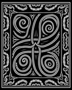 Ornate Black and White Scrollwork Design Rug