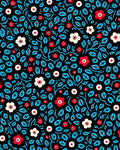 Bold Red White Flowers Aqua Leaves Rug