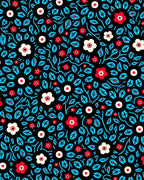 Bold Red White Flowers Aqua Leaves Rug