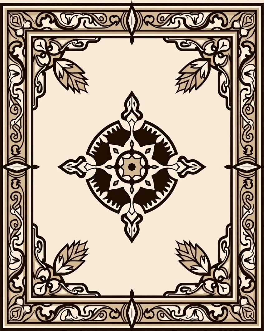 Intricate Floral Motif With Border Design Rug