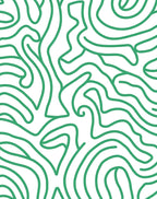 Green Abstract Organic Swirl Pattern Rug