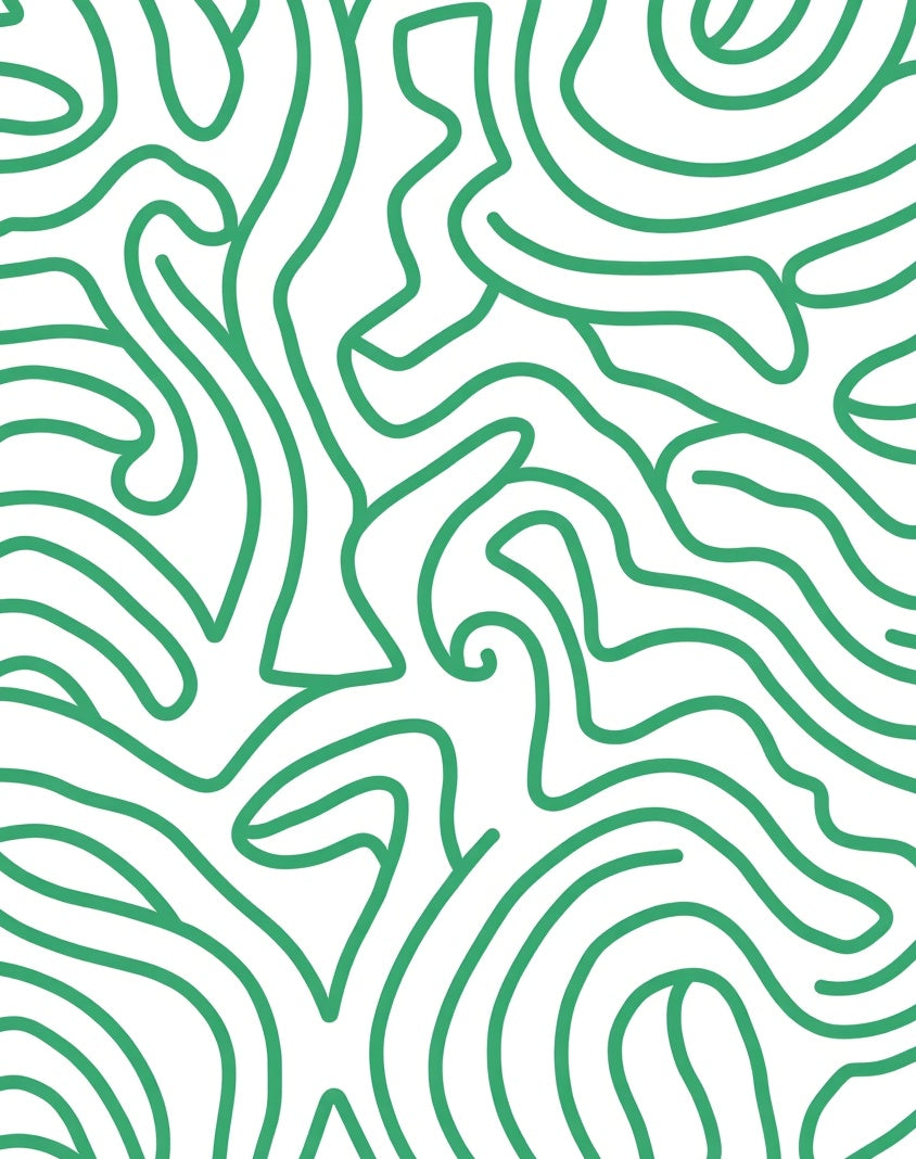 Green Abstract Organic Swirl Pattern Rug
