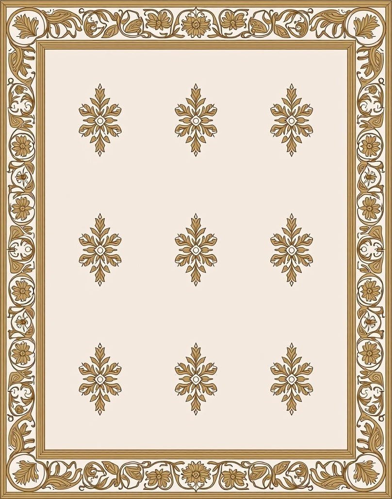 Golden Floral Motif Rug