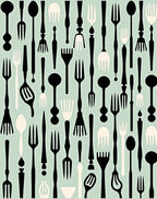 Mid Century Modern Kitchen Utensils Rug