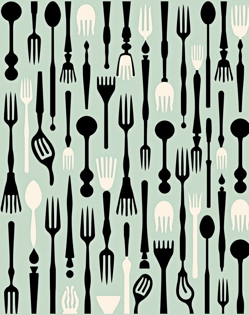 Mid Century Modern Kitchen Utensils Rug