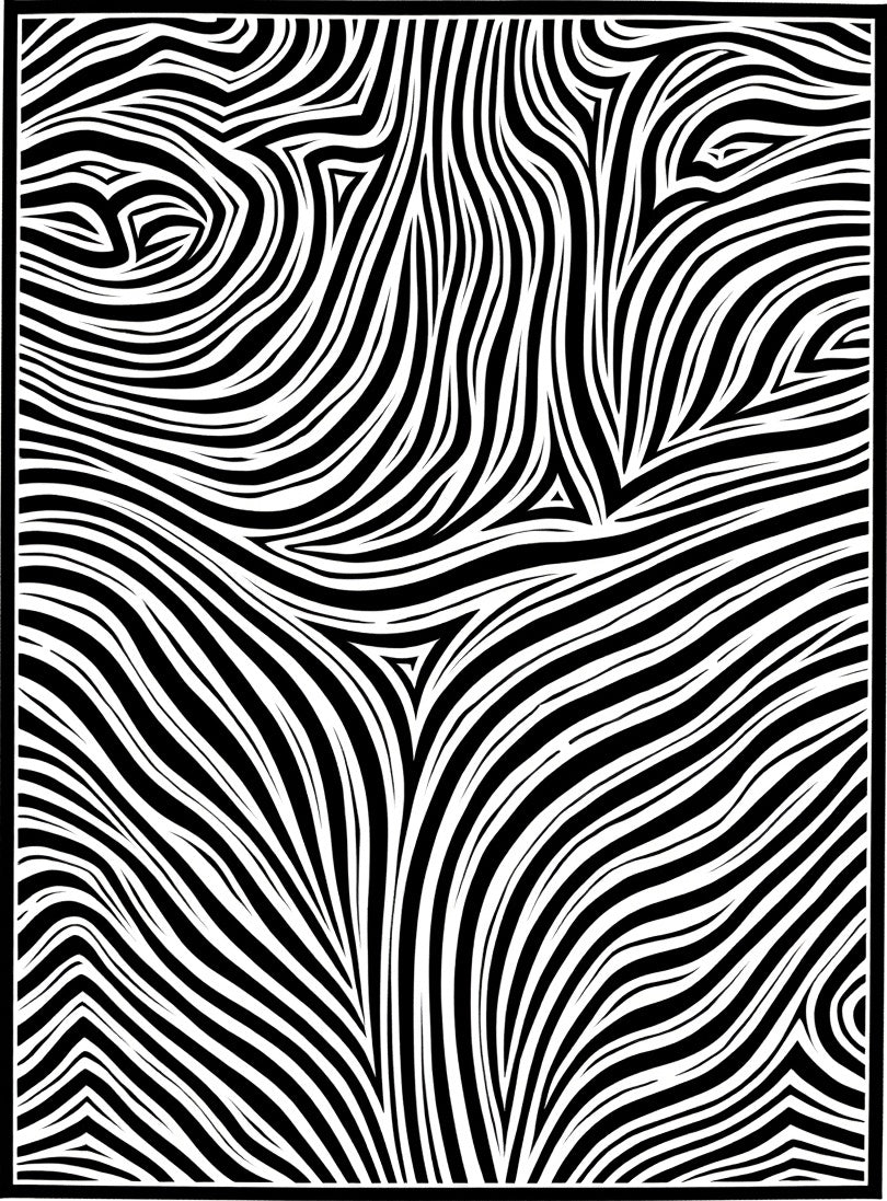 Abstract Black White Wavy Stripes Rug