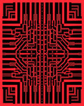 Circuit Board Inspired Geometric Design Rug