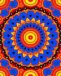 Vibrant Blue Yellow Sunburst Mandala Rug