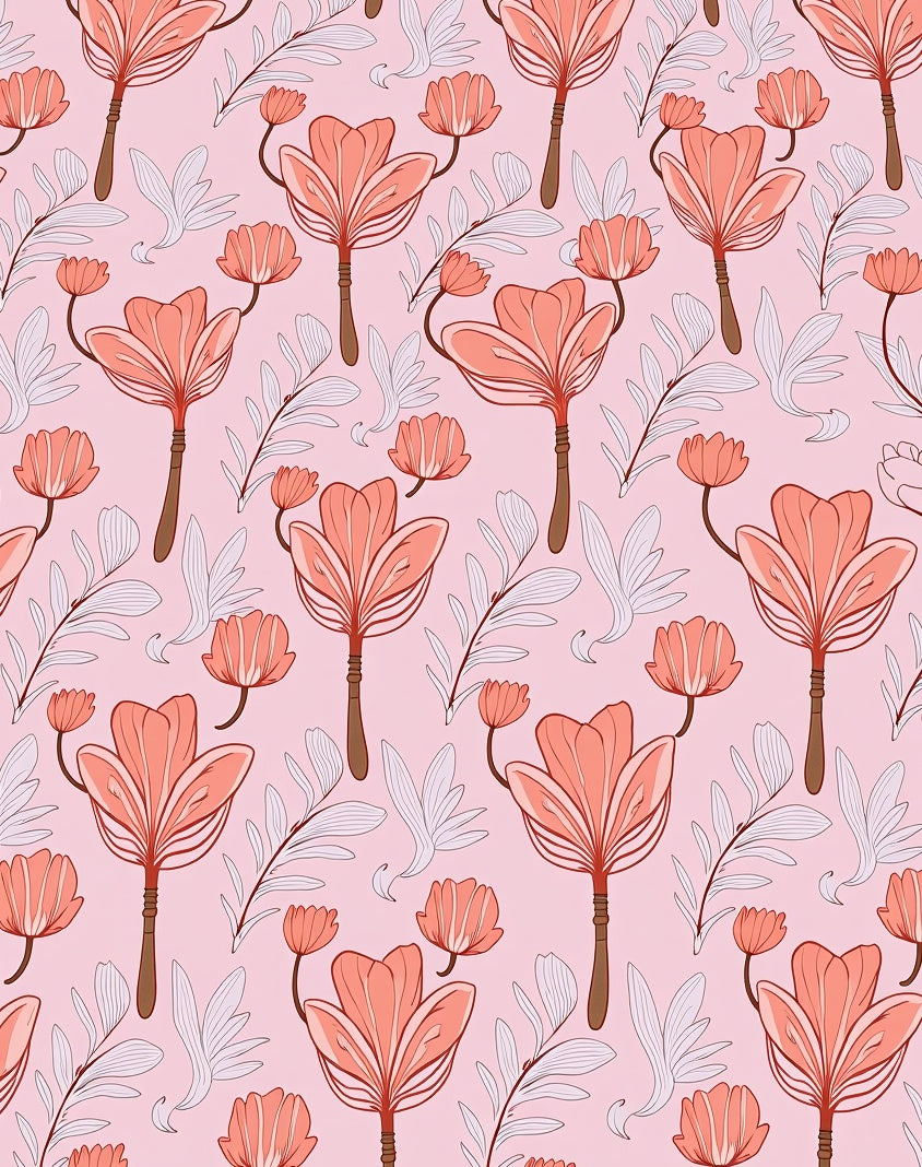 Coral Bloom Abstract Floral Pattern Rug