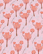 Coral Bloom Abstract Floral Pattern Rug