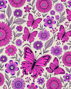 Vibrant Pink Butterflies Floral Garden Rug