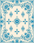 Elegant Blue Floral Medallion Pattern Rug